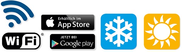 Inverter-Wärmepumpe MIDA.Boost: WiFi – Kühlen – Heizen – App-Store – Google-Play